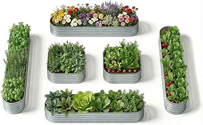 🌱🌸 10-Pack Raised Garden Bed Planters | Galvanized Metal 🌿🪴