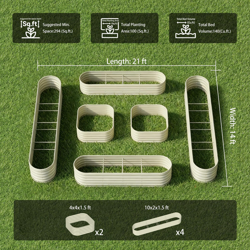🌱🌸 10-Pack Raised Garden Bed Planters | Galvanized Metal 🌿🪴