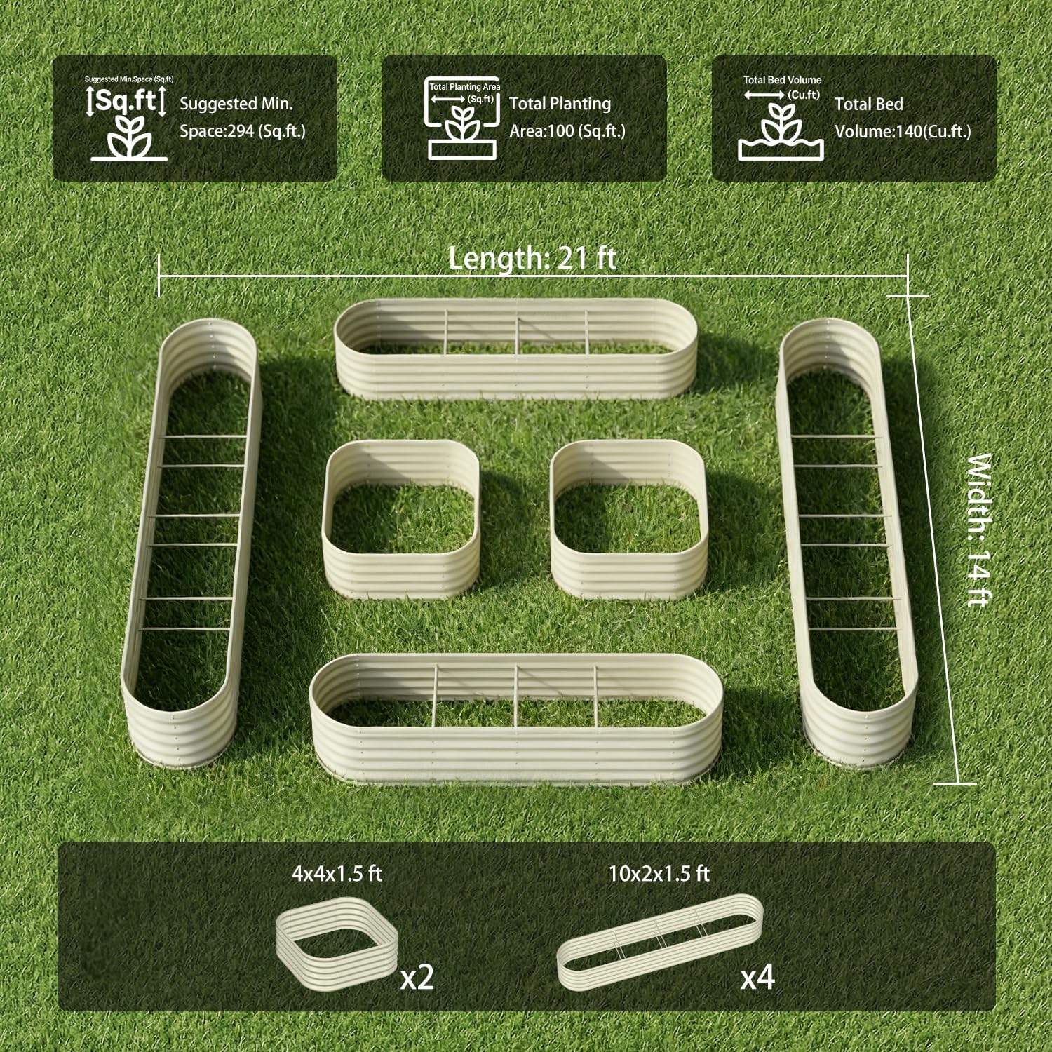 🌱🌸 10-Pack Raised Garden Bed Planters | Galvanized Metal 🌿🪴